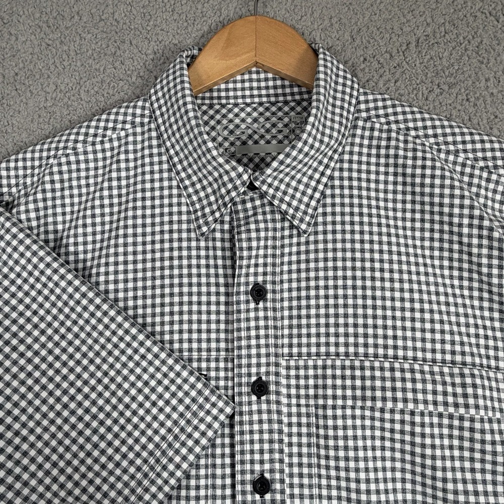 GameGuard 1041 Mens Size Large Outdoors Short Sleeve Black Check Fishing Shirt